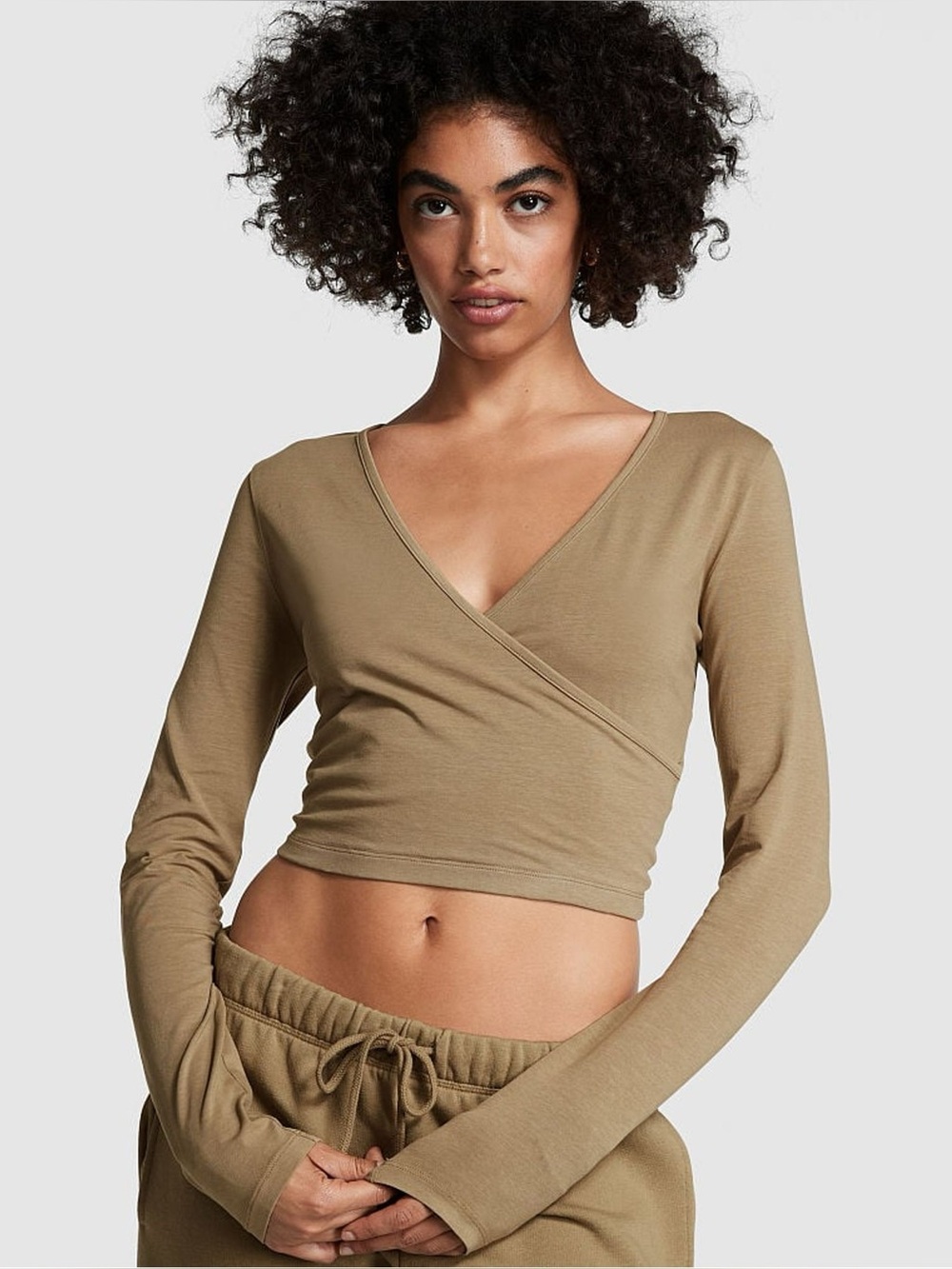 PINK Victoria’s Secret Olive Wrap Top | Size XS